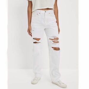 American Eagle Outfitters White Highest Rise Baggy Straight Jeans